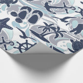 Nautical Beach Pattern Navy ID839 Geschenkpapier (Ecke)