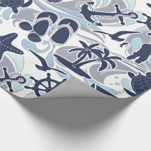 Nautical Beach Pattern Navy ID839 Geschenkpapier (Ecke)
