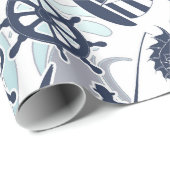 Nautical Beach Pattern Navy ID839 Geschenkpapier (Rolleneckpunkt)