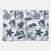 Nautical Beach Pattern Navy ID839 Geschirrtuch (Horizontal)