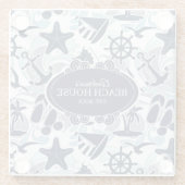 Nautical Beach Pattern Navy ID839 Glasuntersetzer (Rückseite)