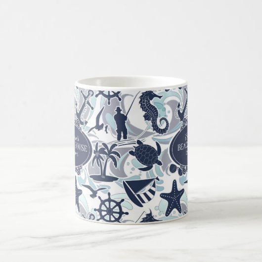 Nautical Beach Pattern Navy ID839 Kaffeetasse (Mittel)