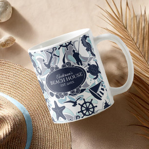 Nautical Beach Pattern Navy ID839 Kaffeetasse