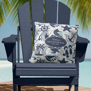 Nautical Beach Pattern Navy ID839 Kissen
