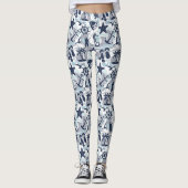 Nautical Beach Pattern Navy ID839 Leggings (Vorderseite)