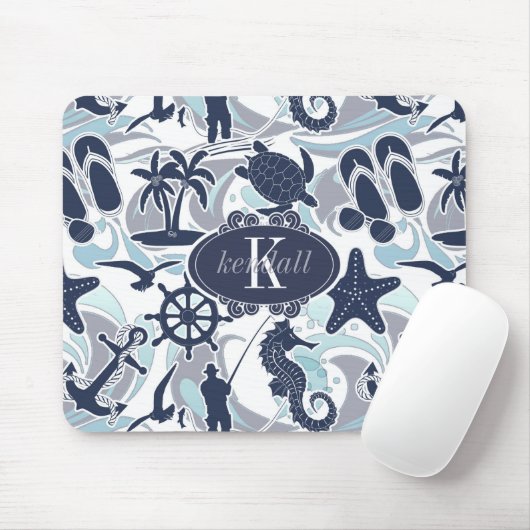 Nautical Beach Pattern Navy ID839 Mousepad (Mit Mouse)