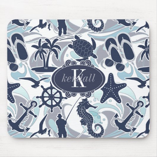Nautical Beach Pattern Navy ID839 Mousepad (Vorne)