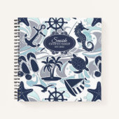 Nautical Beach Pattern Navy ID839 Notizblock (Vorderseite)