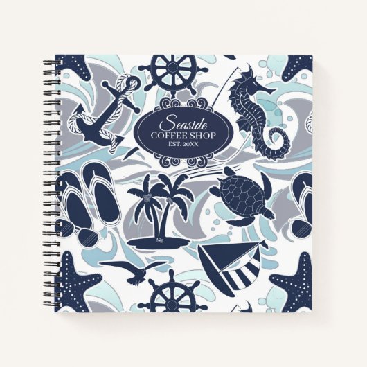 Nautical Beach Pattern Navy ID839 Notizblock (Vorderseite)