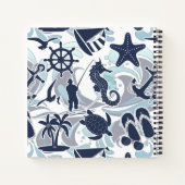 Nautical Beach Pattern Navy ID839 Notizblock (Rückseite)