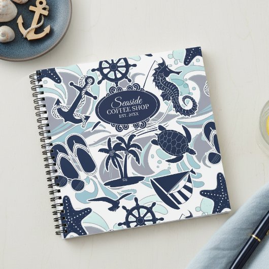 Nautical Beach Pattern Navy ID839 Notizblock