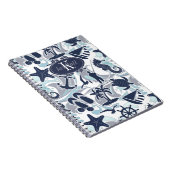 Nautical Beach Pattern Navy ID839 Notizblock (Rechte Seite)