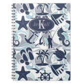 Nautical Beach Pattern Navy ID839 Notizblock (Vorderseite)
