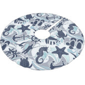 Nautical Beach Pattern Navy ID839 Polyester Weihnachtsbaumdecke (Schrägansicht)