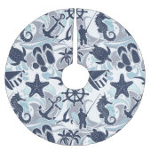 Nautical Beach Pattern Navy ID839 Polyester Weihnachtsbaumdecke (Vorderseite)