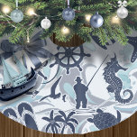 Nautical Beach Pattern Navy ID839 Polyester Weihnachtsbaumdecke<br><div class="desc">Dieser Baumrock zeichnet sich durch ein lustiges sommerliches Muster an nautischen Elementen aus,  wie Anker,  Seagull,  Seestern und vieles mehr,  alles in Marineblau mit Wirbel und scharfen aquablauen Akzenten. Suchen Sie ID839 und ID840,  um weitere Produkte mit diesem Design und weiteren Farboptionen zu sehen.</div>