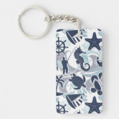 Nautical Beach Pattern Navy ID839 Schlüsselanhänger (Vorderseite)