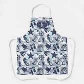 Nautical Beach Pattern Navy ID839 Schürze (Vorderseite)