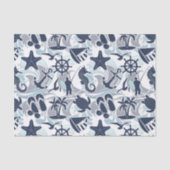 Nautical Beach Pattern Navy ID839 Seidenpapier (Vorderseite)