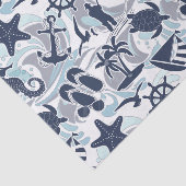 Nautical Beach Pattern Navy ID839 Seidenpapier (Ausschnitt)