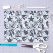 Nautical Beach Pattern Navy ID839 Seidenpapier (Handwerk)