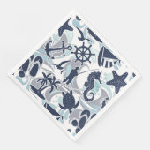Nautical Beach Pattern Navy ID839 Serviette (Ecke)