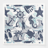Nautical Beach Pattern Navy ID839 Serviette (Vorderseite)