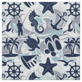 Nautical Beach Pattern Navy ID839 Stoff (Muster)
