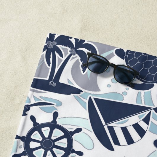 Nautical Beach Pattern Navy ID839 Strandtuch (Beispiel)