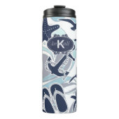 Nautical Beach Pattern Navy ID839 Thermosbecher (Vorderseite)