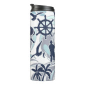 Nautical Beach Pattern Navy ID839 Thermosbecher (Nach rechts gedreht)