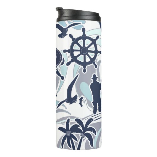 Nautical Beach Pattern Navy ID839 Thermosbecher (Nach rechts gedreht)