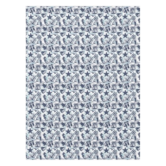 Nautical Beach Pattern Navy ID839 Tischdecke (Vorderseite)