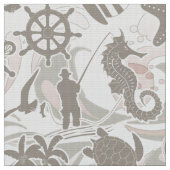 Nautical Beach Pattern Taupe ID839 Stoff (Nahaufnahme)