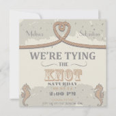 Nautical Beach Sand Herz Knot Wedite Einladung (Vorderseite)