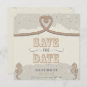 Nautical Beach Sand Herzknot Save the Date (Vorne/Hinten)
