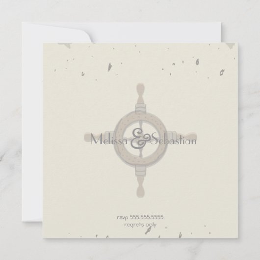 Nautical Beach Sand Herzknot Save the Date (Rückseite)