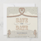 Nautical Beach Sand Herzknot Save the Date (Vorderseite)