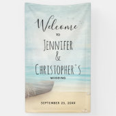 Nautical Beach Scene Coastal Theme Wedding Banner (Vertikal)