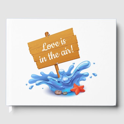 Nautical Beach Sign Ocean Waves Navy Blue Wedding Gästebuch (Vorderseite)