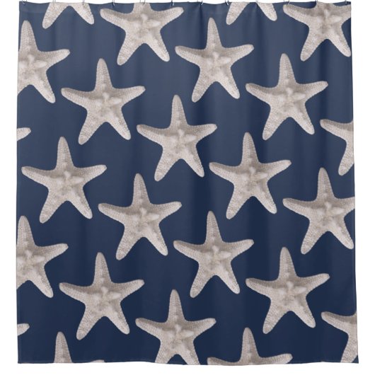 Nautical Beach Starfish Blauer Duschvorhang (Vorderseite)
