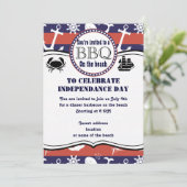 Nautical Beach-Thema Barbecue Einladung (Stehend Vorderseite)