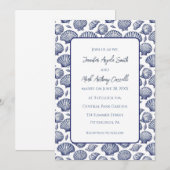 Nautical Beach Thema Hochzeit Einladung Seashells (Vorne/Hinten)