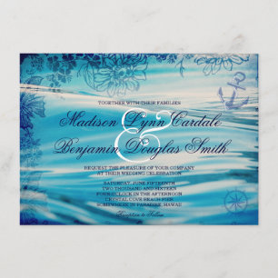 Nautical Beach Thema Ocean Blue Wedding Einladung