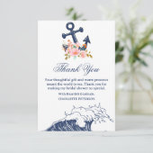 Nautical Beach Theme Brautparty Dankeskarte (Stehend Vorderseite)