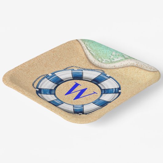 Nautical Beach Theme Pappteller (Gewinkelt)