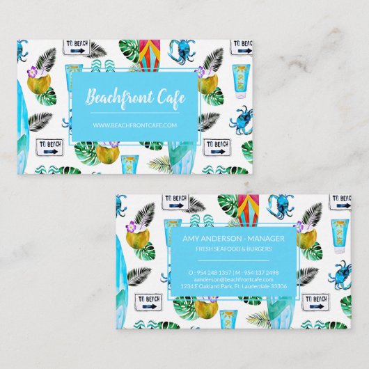 Nautical Beach Tropical Business Card Visitenkarte (Vorne/Hinten)
