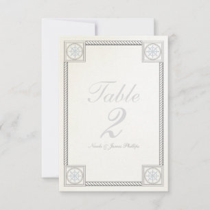 Nautical Beach Vintage Wedding Tischnummer Card