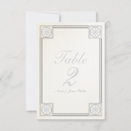 Nautical Beach Vintage Wedding Tischnummer Card (Vorderseite)