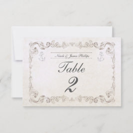 Nautical Beach Vintage Wedding Tischnummer Card